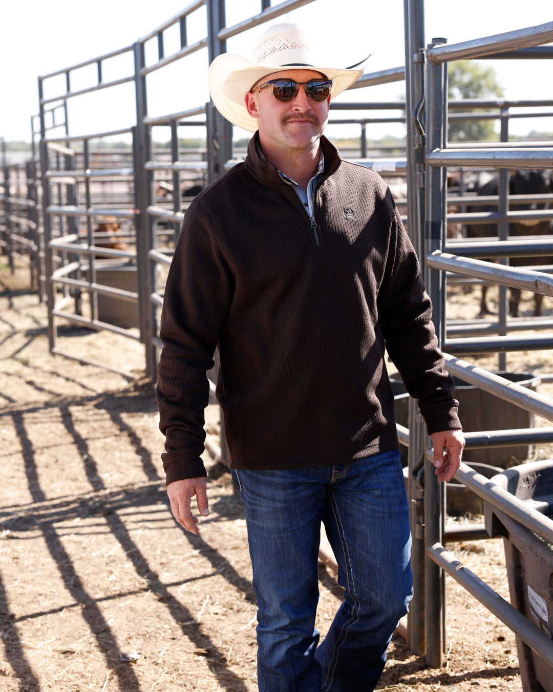 Cinch Men's 1/4 Zip Pullover Brown MWK1080022