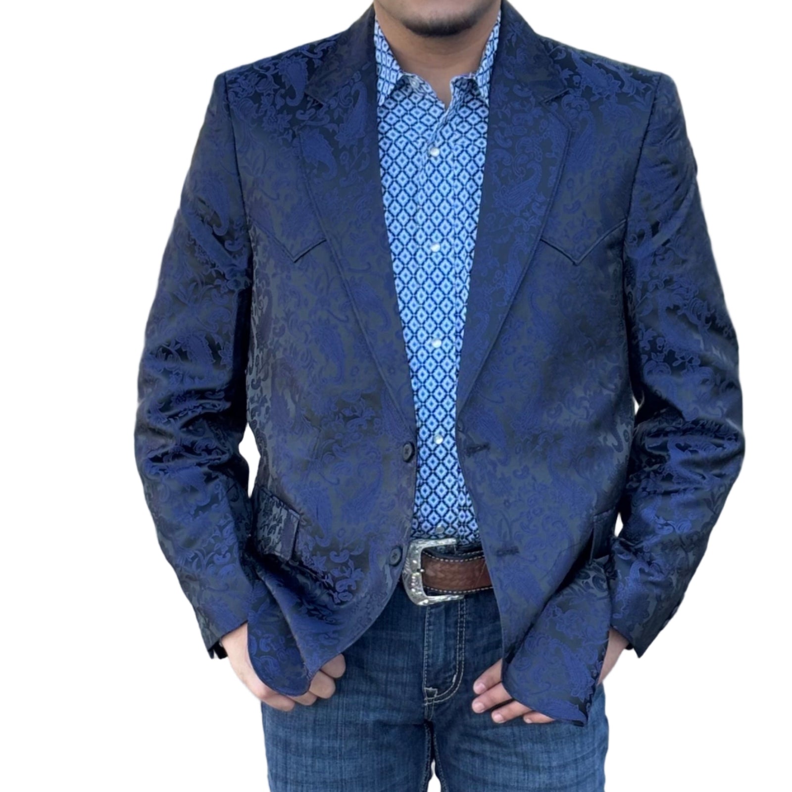 Circle S Mens Navy Paisley Sportcoat
