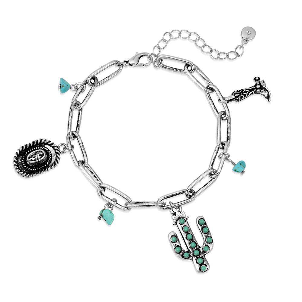 Silver bracelet with turquoise charms 