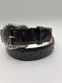 Black Ostrich Belt with a Tooled Buckle 
