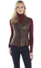 Brown leather zip up jacket with studs