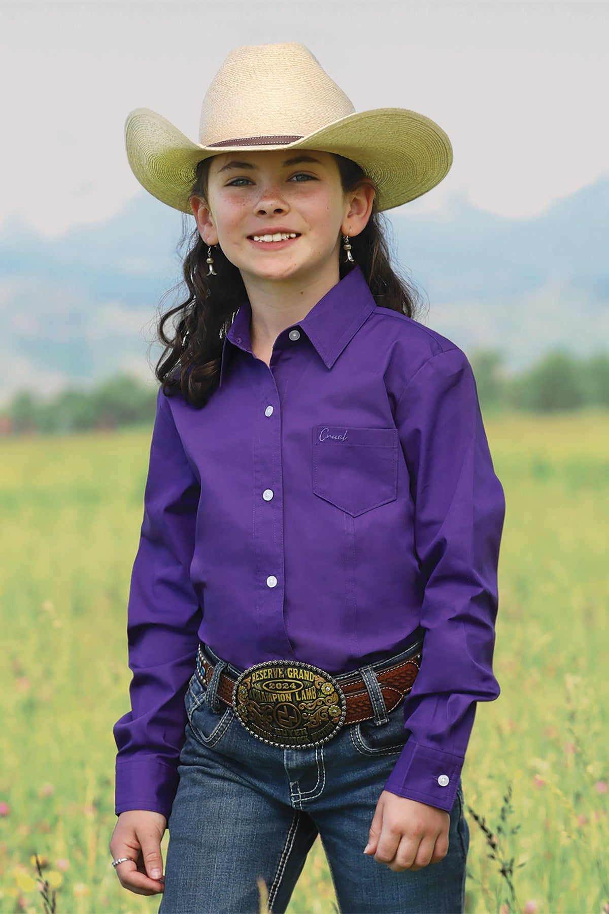 Cruel Girl Girls long sleeve Purple Western Shirt