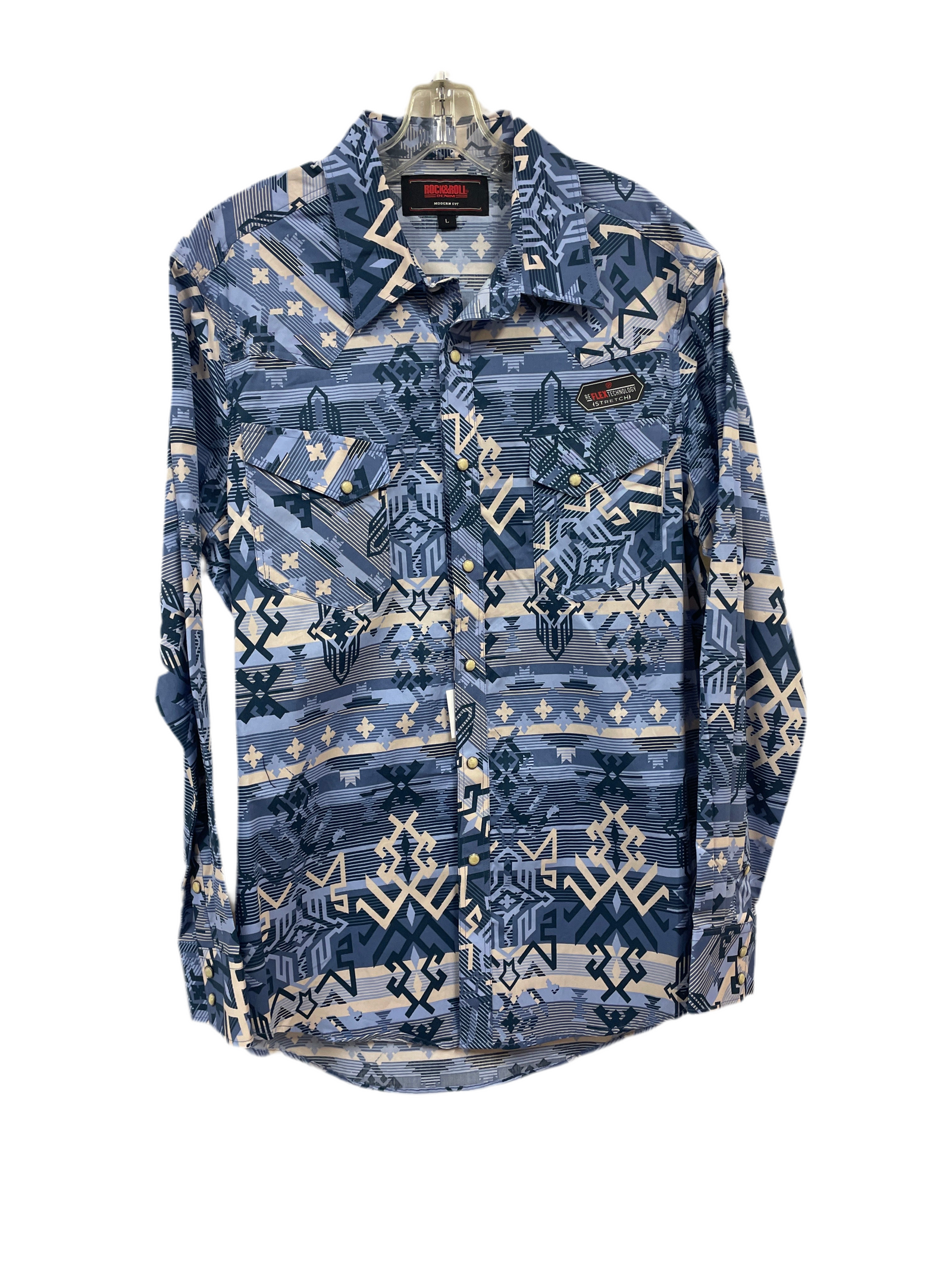 Rock&Roll Mens Blue Snap Shirt