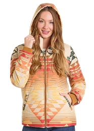 Serape Hooded Puffer Jacket