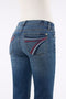Royalty Blue denim ladies jeans with red, white and blue pockets