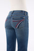 Royalty Blue denim ladies jeans with red, white and blue pockets