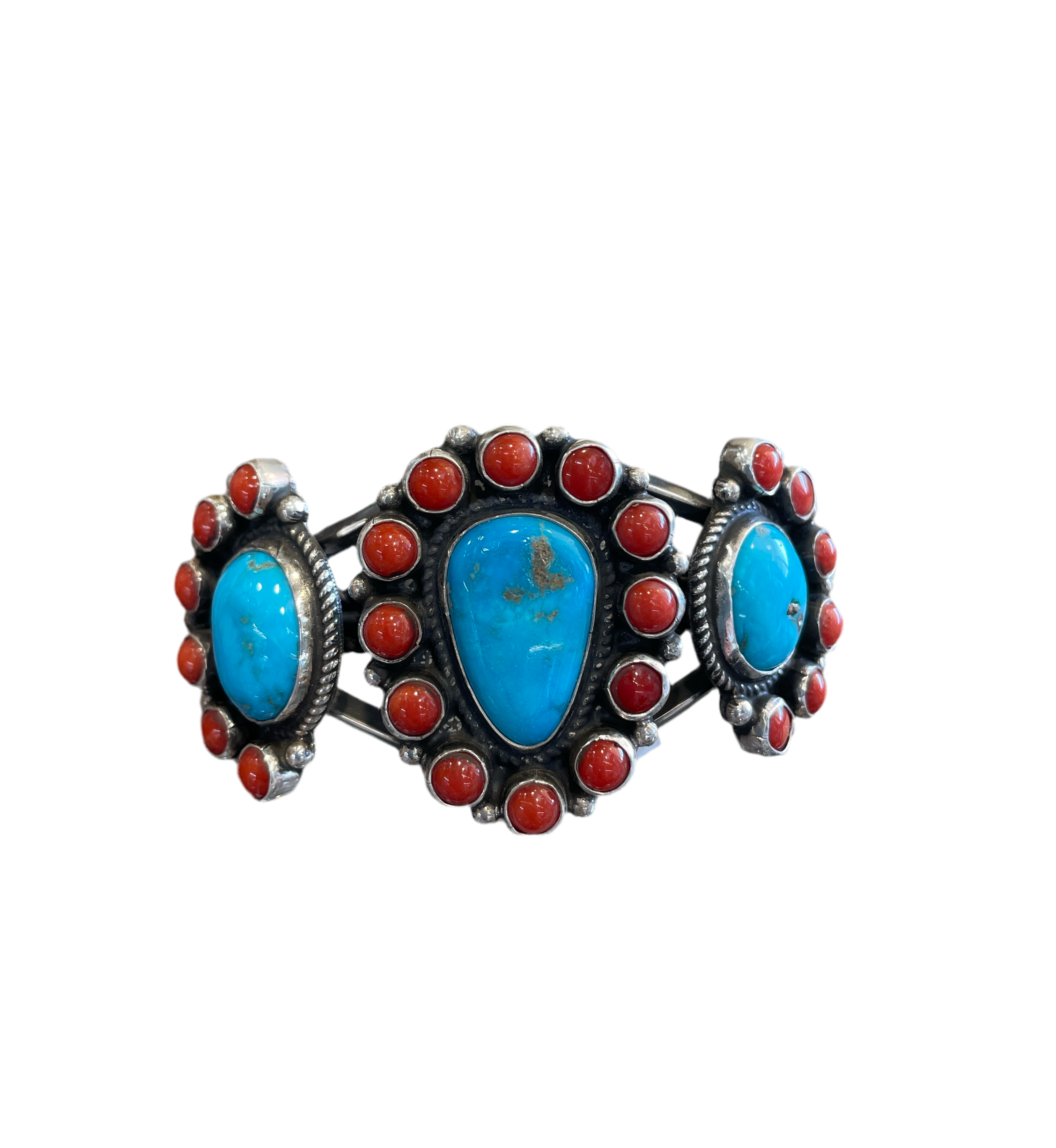 Vintage Turquoise and Coral Bracelet