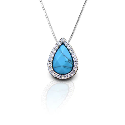 Teardrop-shaped turquoise pendant necklace