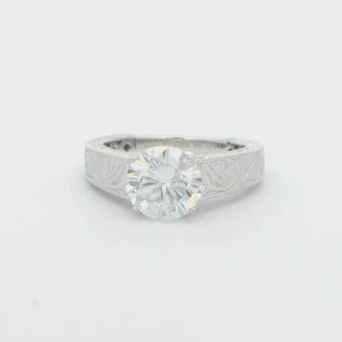 Silver ring with a large diamond