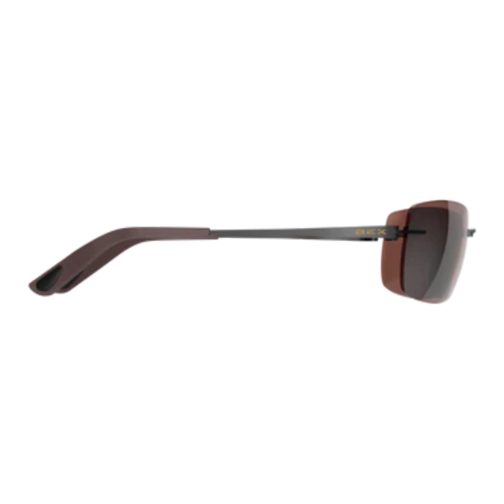 Sunglasses with brown lenses and dark brown frame on a white background
