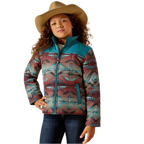 Girls Western Aztec blue and maroon Crius jacket
