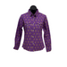 Purple western shirt with yellow patterns and snap front