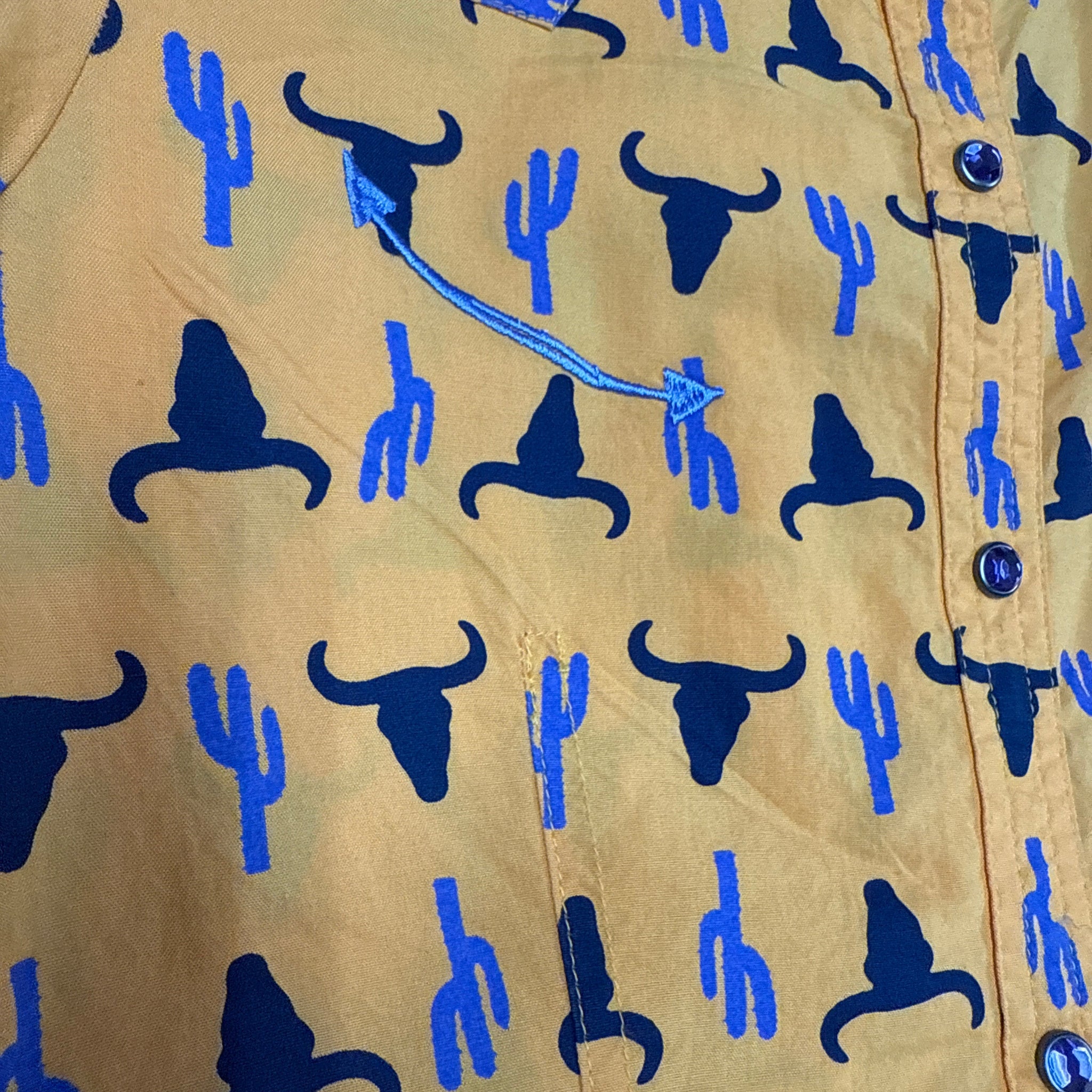 Girls Gold Steer Head Snap Shirt