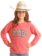 girls graphic rodeo pullover shirt in coral