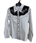 Girls White / Black Yoke Snap Shirt