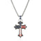 Cross-shaped pendant with American flag design on a chain 