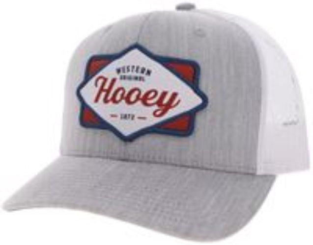Gray cap with a logo on a white patch