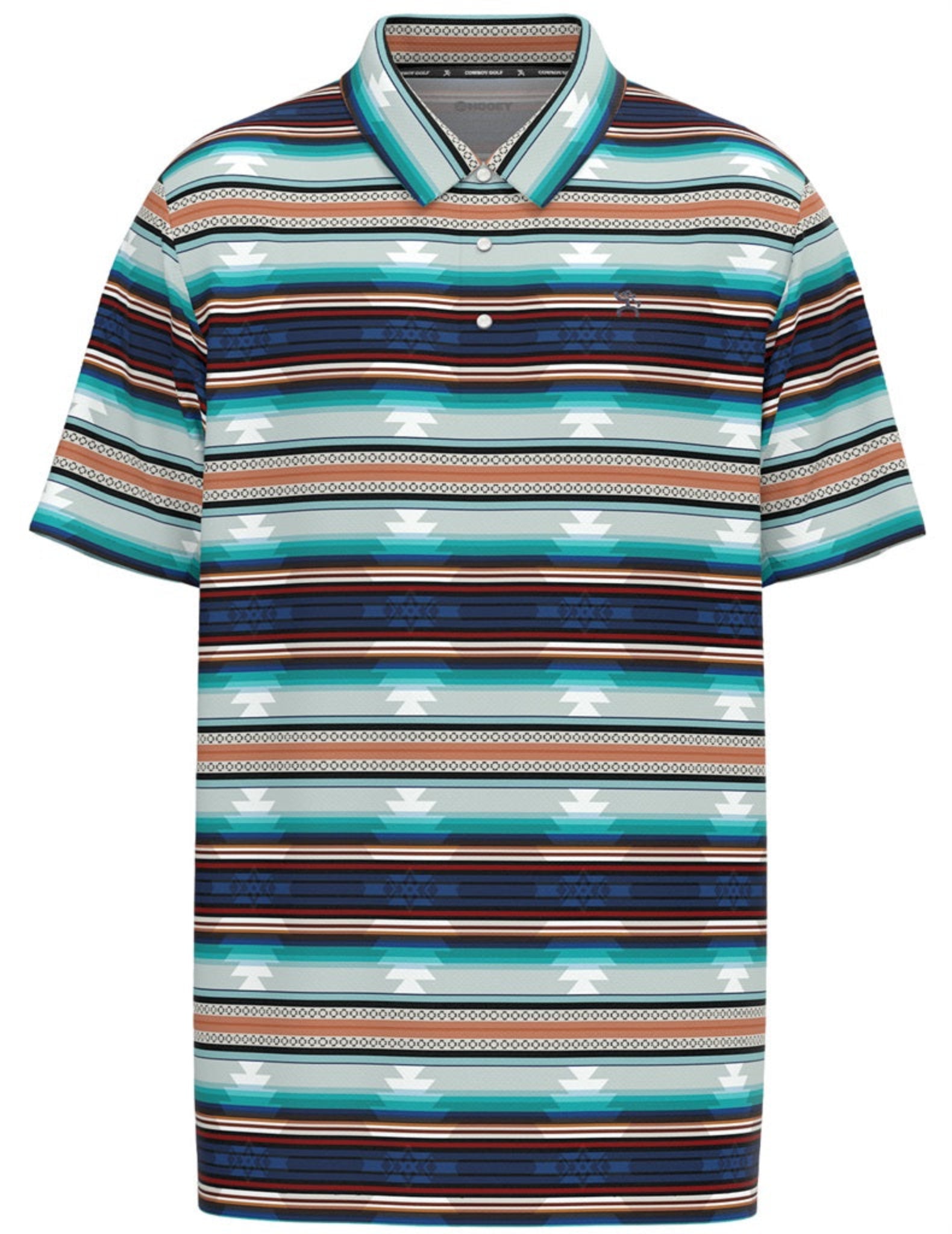 Striped polo shirt with a collar on a white background