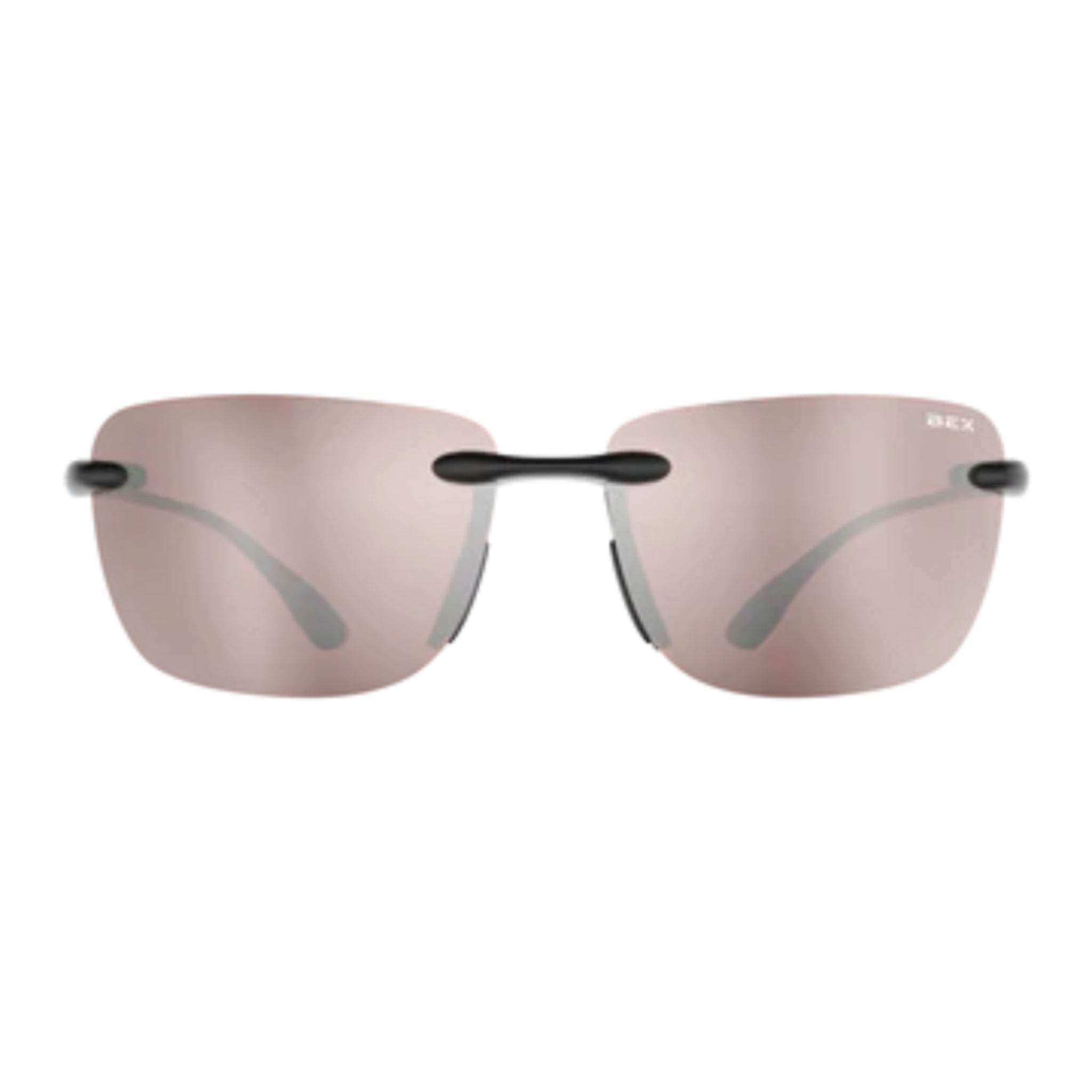 Sunglasses with reflective lenses on a white background