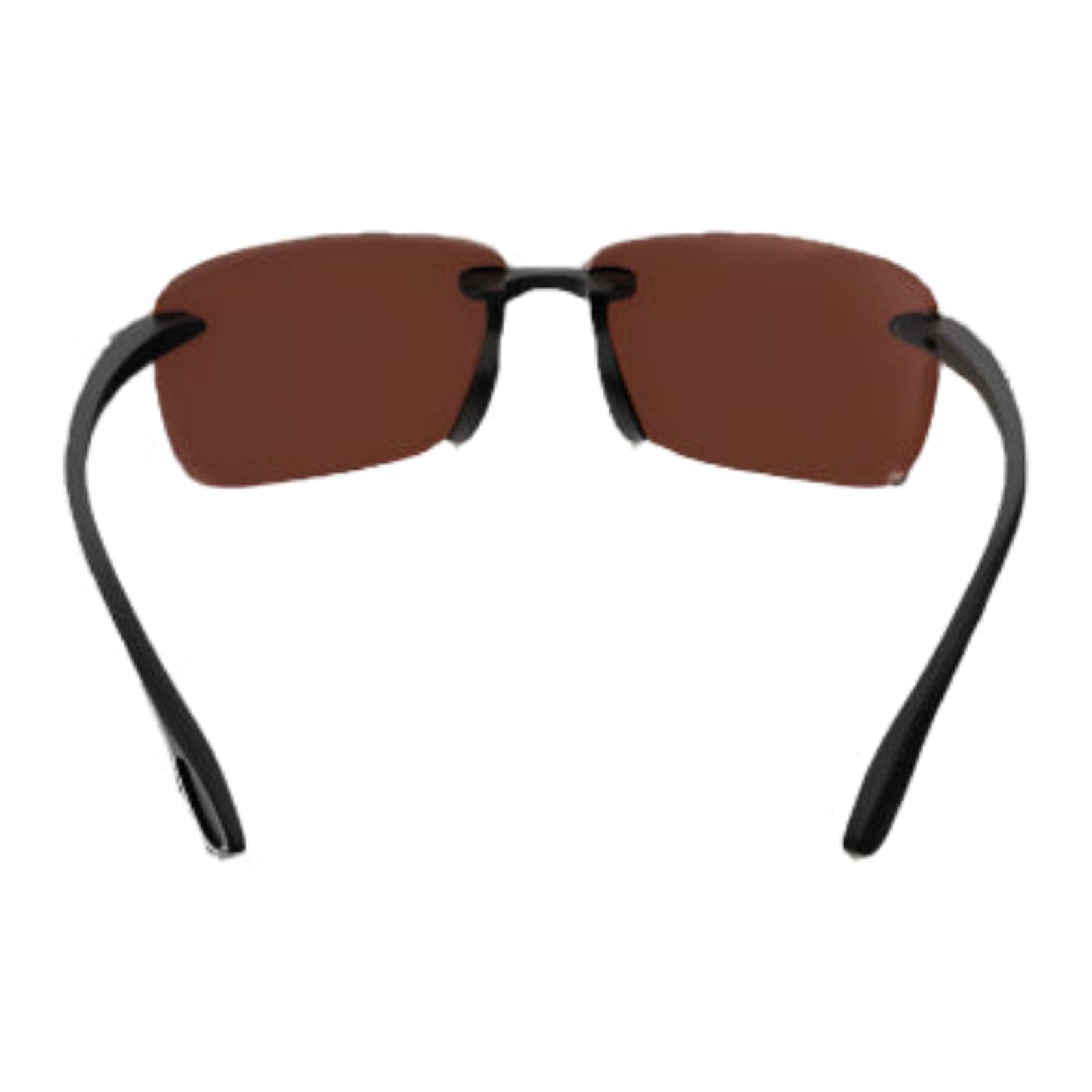 Sunglasses with black frame and brown lenses on a white background