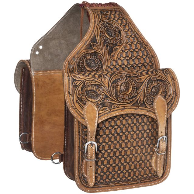 Tooled Leather Saddle Bag 