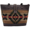 Handbag with Aztec pattern and brown leather accents 