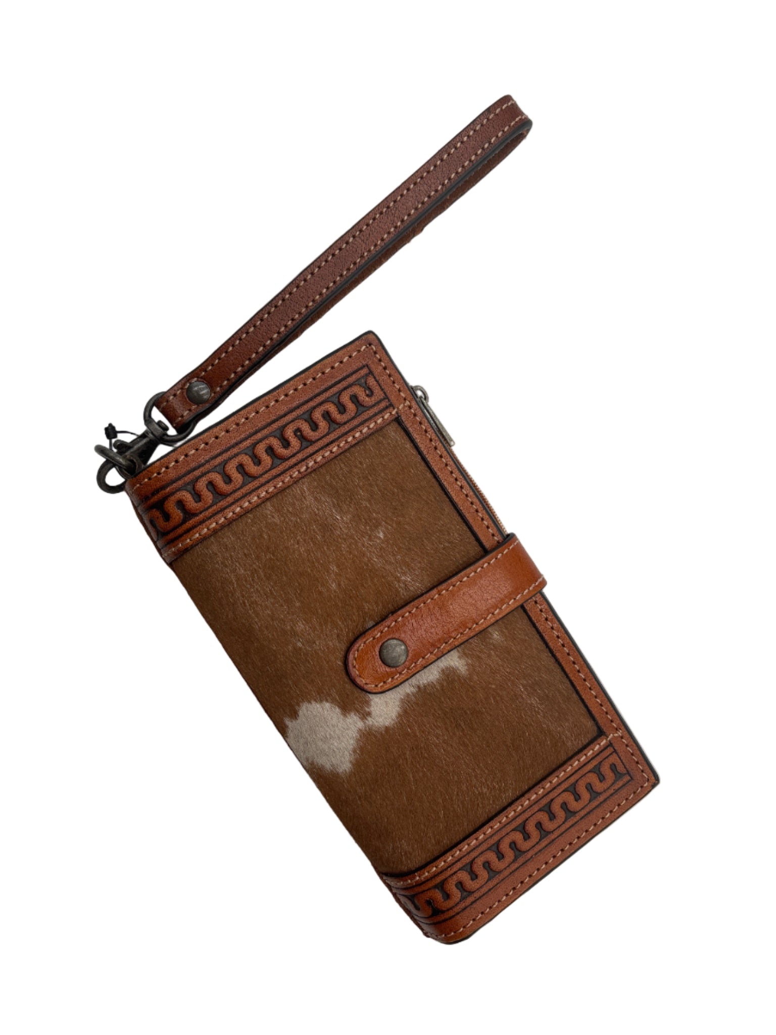Brown leather wallet with cowhide