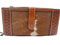 Brown cowhide leather wallet with stitching
