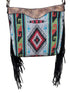 Colorful Aztec bag with black fringes 