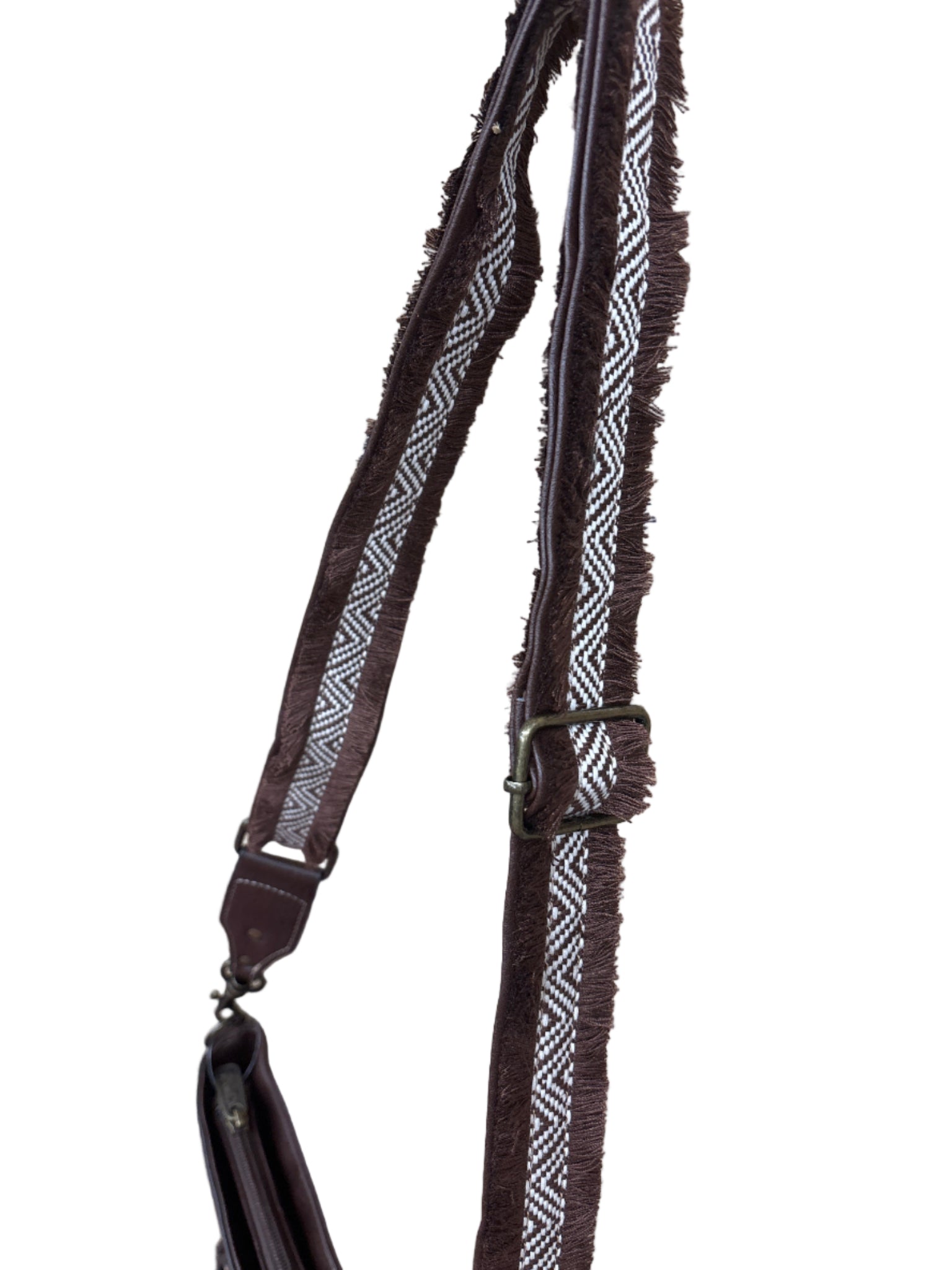 Brown leather strap with white pattern 