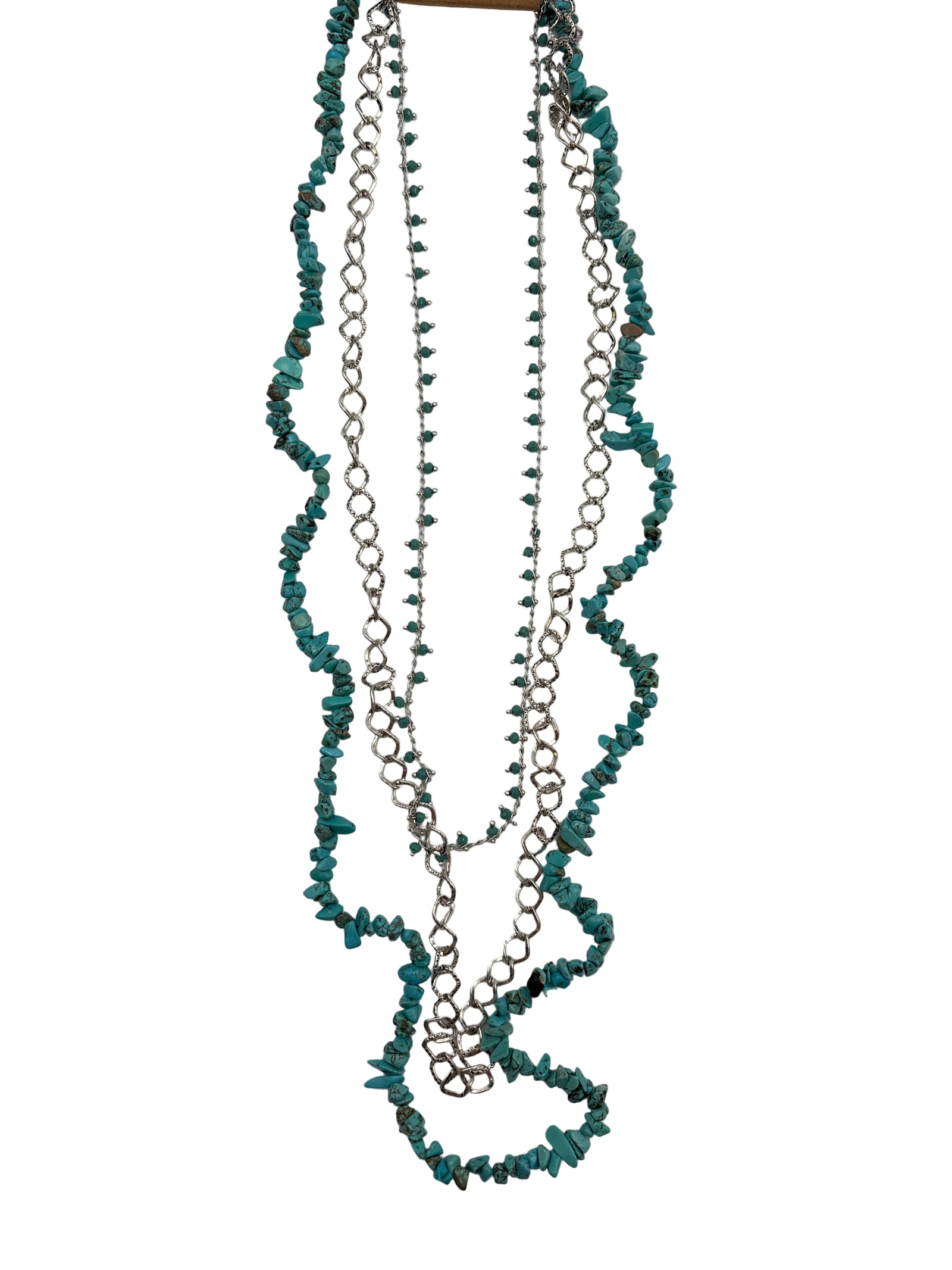 Necklace with turquoise stones and silver chain