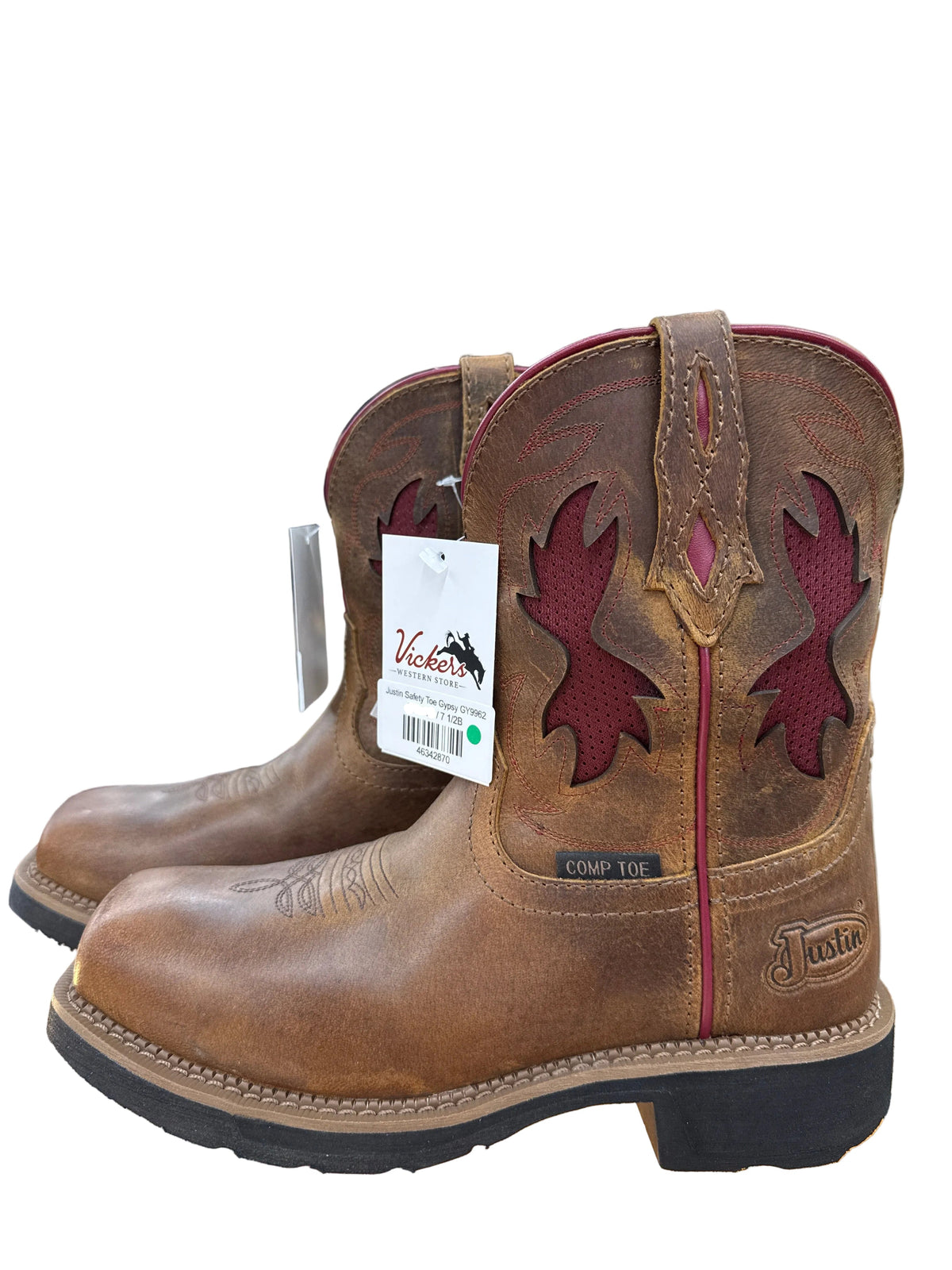 Ladies Brown Justin Safety Toe Gypsy Work Boot GY9962 wit hcomposite toe