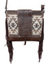 Brown leather Purse with tan Aztec and fringe 