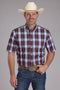 Mens short sleeve button shirt red