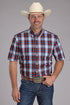Mens short sleeve button shirt red