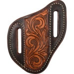 Knife Scabbard Leather Angled Knife Scabbard, Floral Dyed Edge