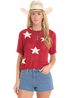 Women's Star Short Sleeve Sweater Top