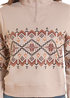 Wms Aztec Border Print 1/4 Zip Pullover