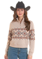 Wms Aztec Border Print 1/4 Zip Pullover