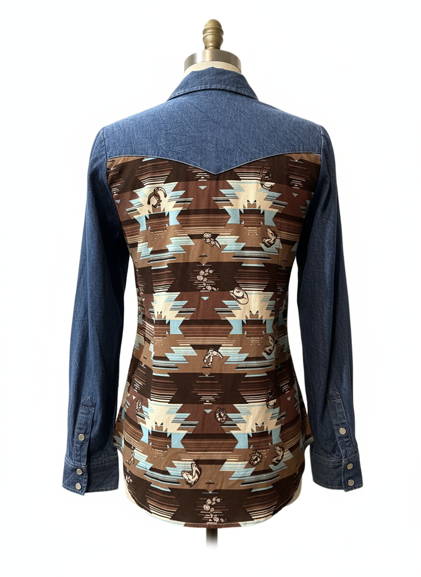 Ladies LS Denim Western Shirt