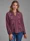 Ladies LS Embroidered Wine Blouse