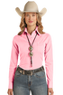 Ladies long sleeve Pink Solid Twill BD Shirt