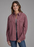 Ladies pink button front shacket