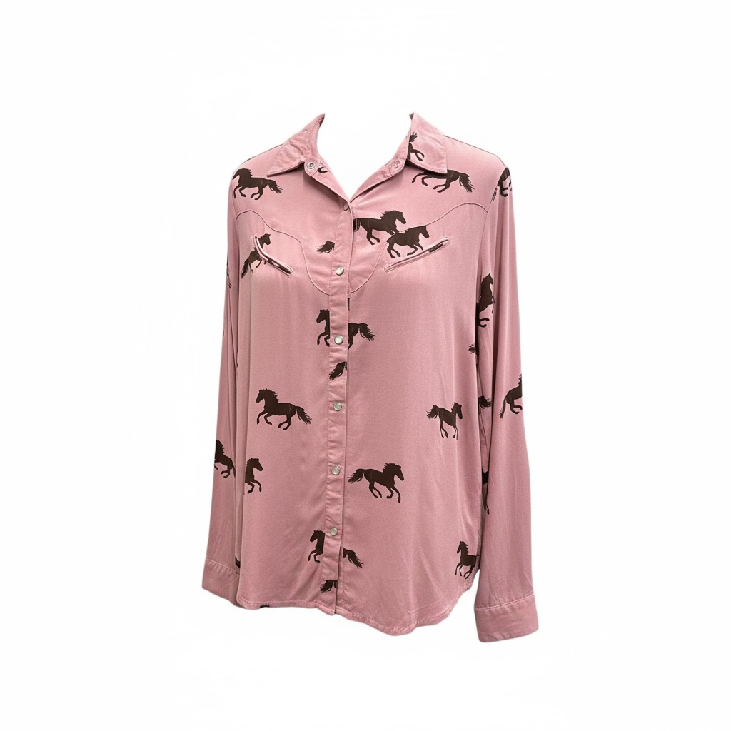 Ladies pink horse western shirt