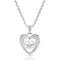 Silver heart-shaped pendant necklace with a clear gemstone 