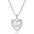Silver heart-shaped pendant necklace with a clear gemstone 