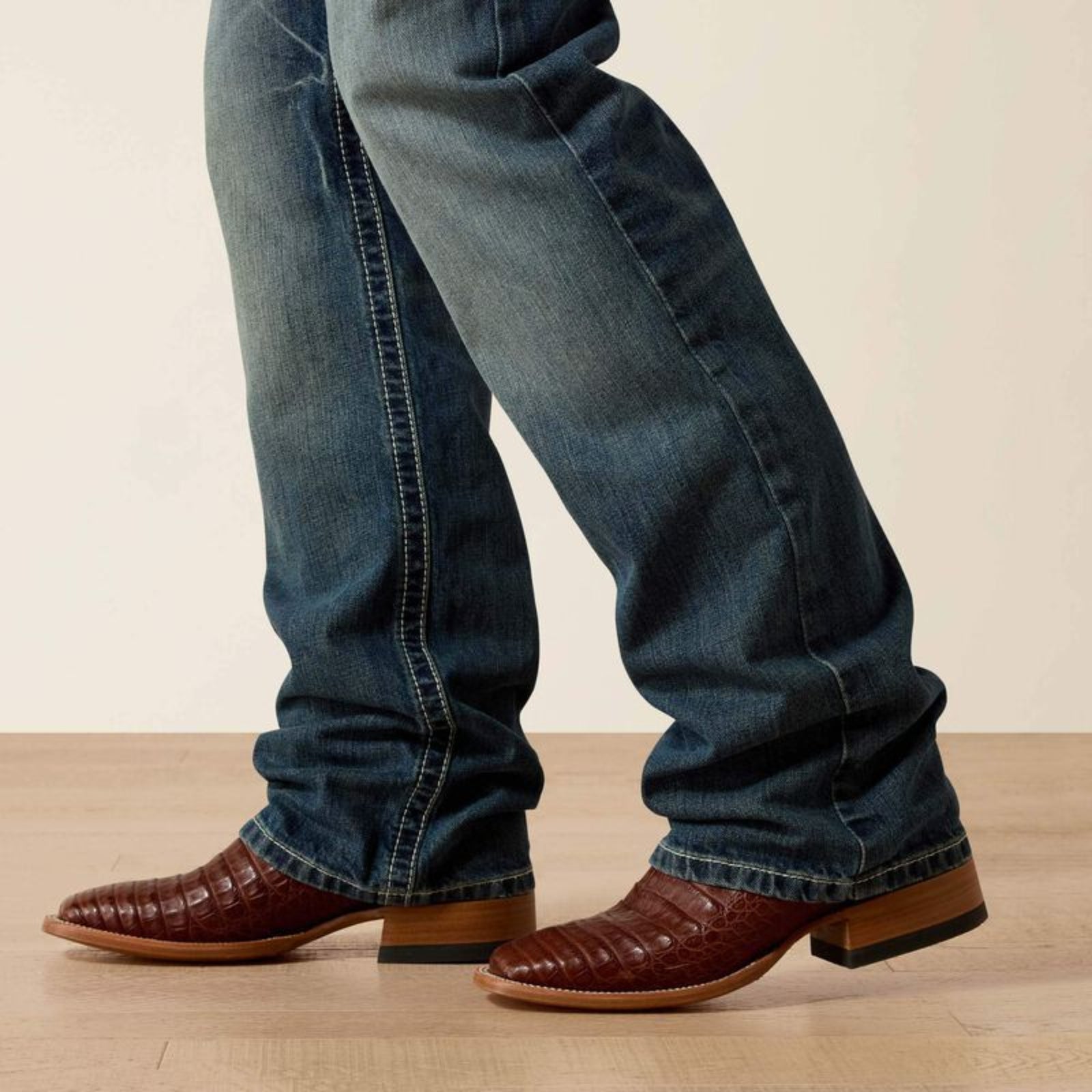 Blue jeans and brown cowboy boots