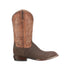 Brown cowboy boot with intricate stitching