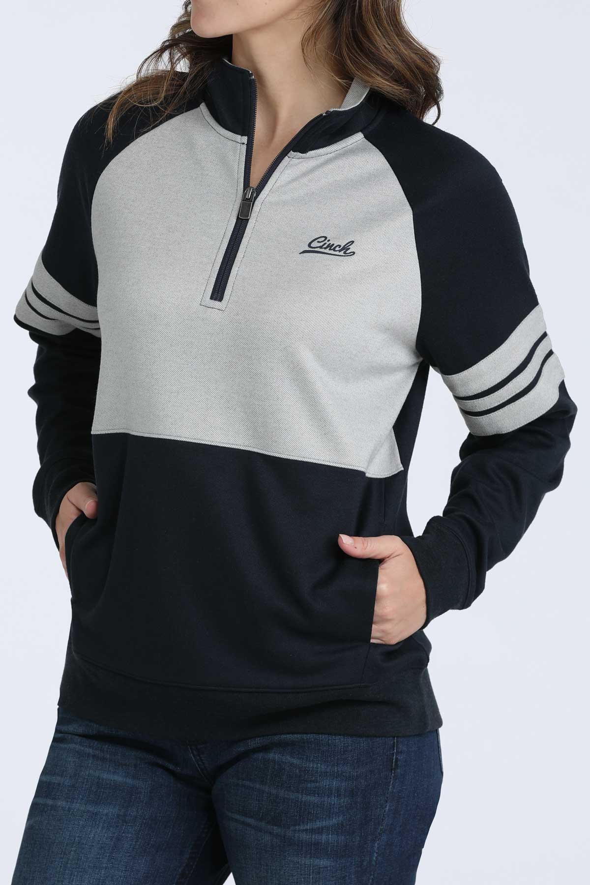 Wmn Navy 1/4 Zip Shirt