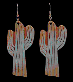 Mint Painted Leather Cactus Shape Earrings